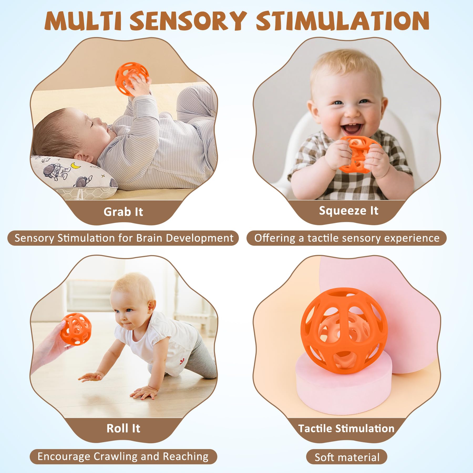 MCGMITT 8-piece silicone teether set in vibrant colors supports teething comfort and exploration