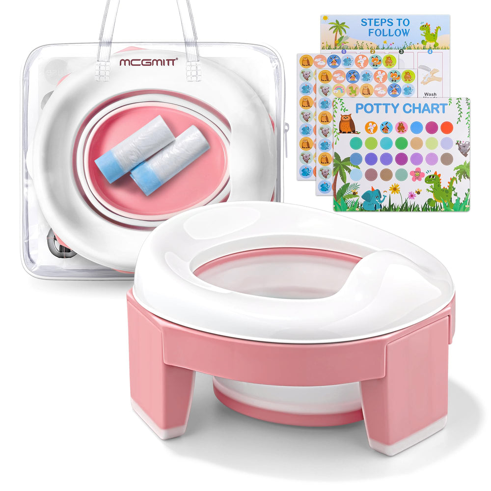 MCGMITT potty seat folded pink for easy travel and storage