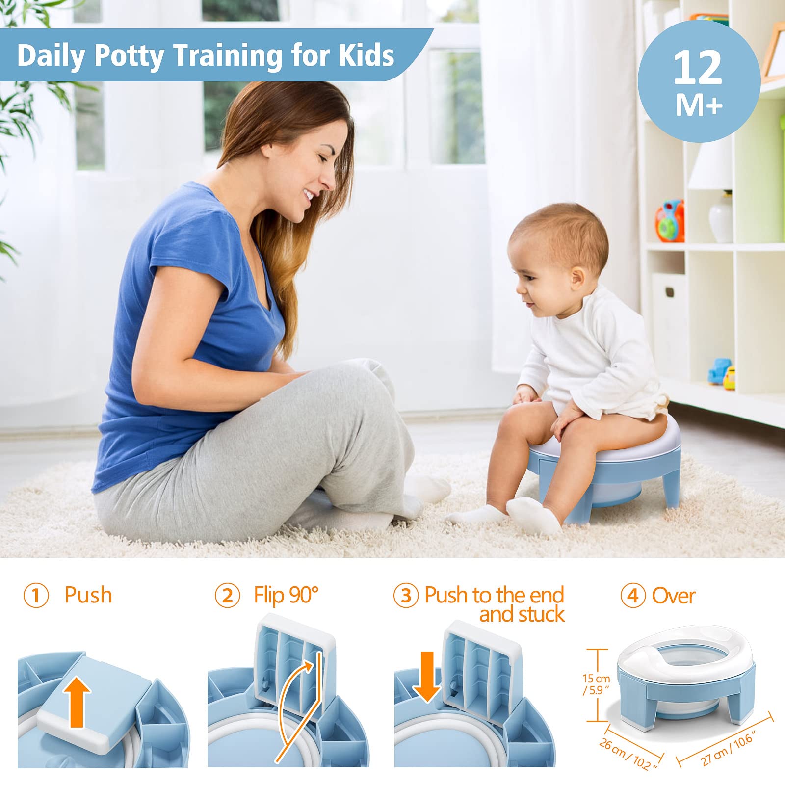MCGMITT potty training seat on toilet blue demonstrates compatibility with most toilets