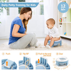 MCGMITT potty training seat on toilet blue demonstrates compatibility with most toilets