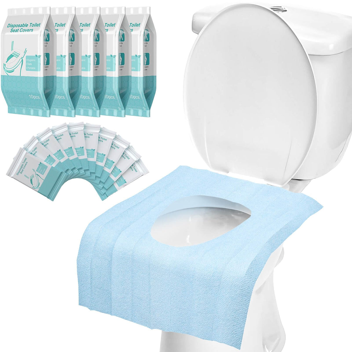 Mckanti toilet seat covers unfolded for hygienic protection on the go