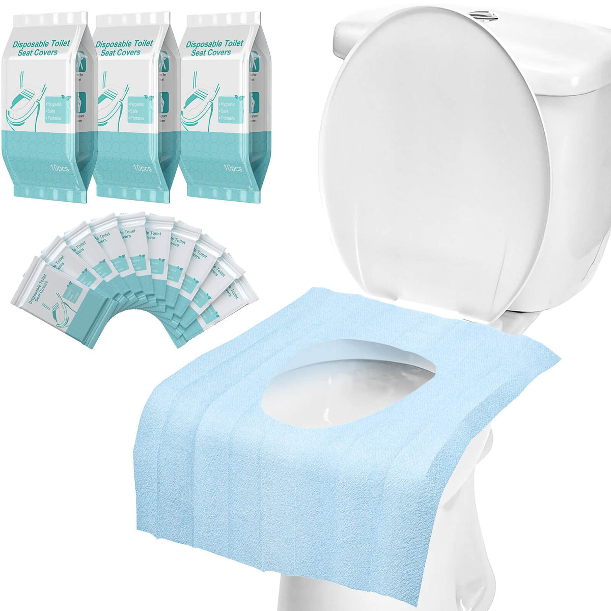 Mckanti XL toilet seat covers unfolded to fit most toilets.