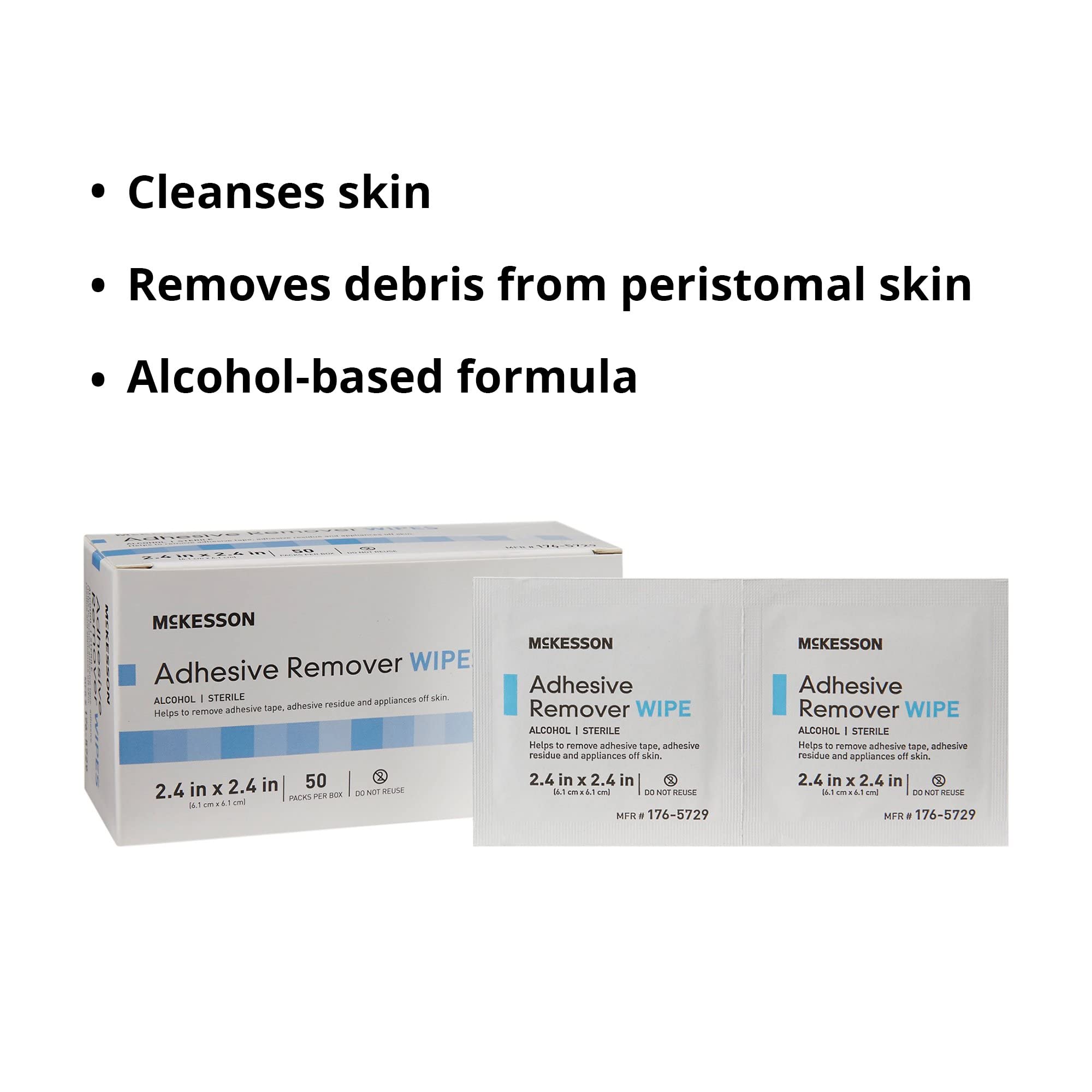 McKesson adhesive remover wipes, 50 count for convenient use