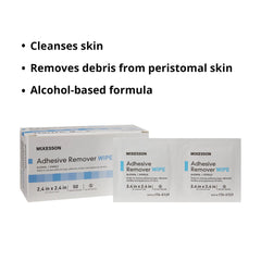 McKesson adhesive remover wipes, 50 count for convenient use
