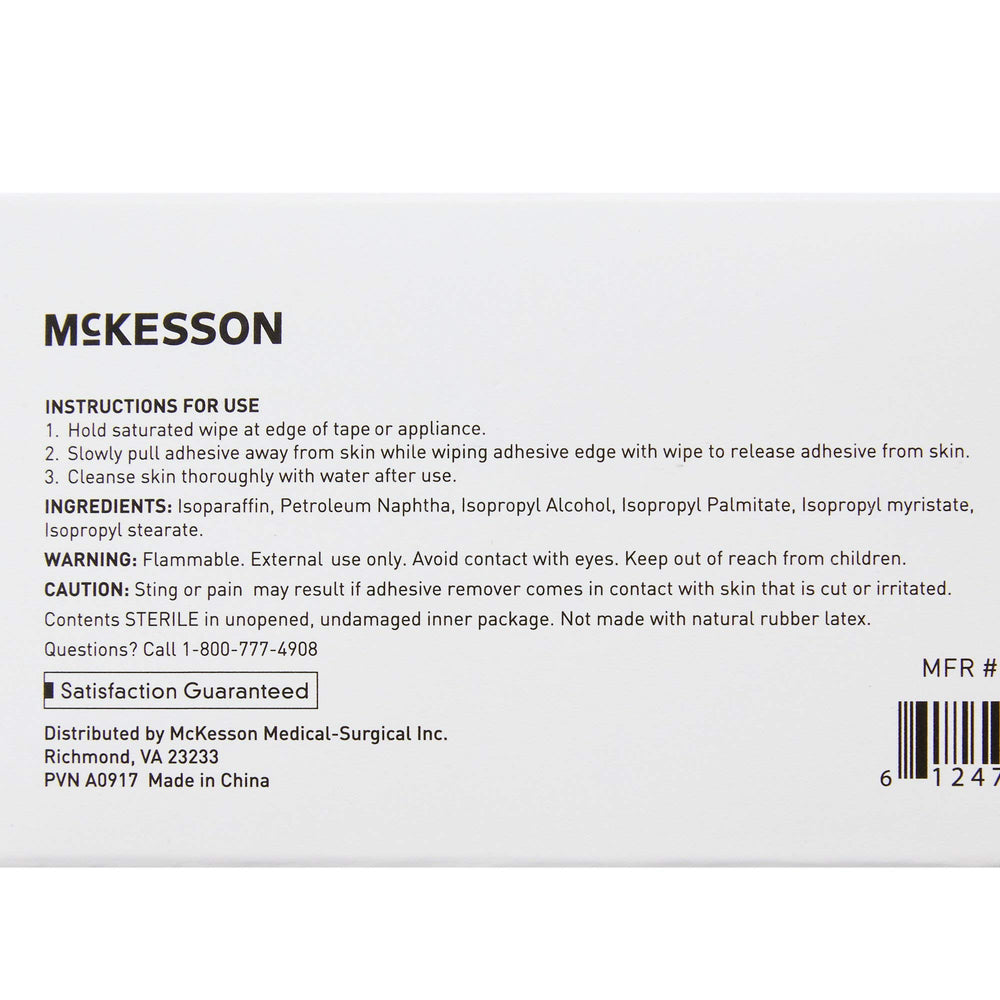 Ostomate-friendly McKesson adhesive remover wipes for gentle cleansing