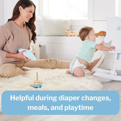 Stacked 72 wipes show generous supply for busy days.