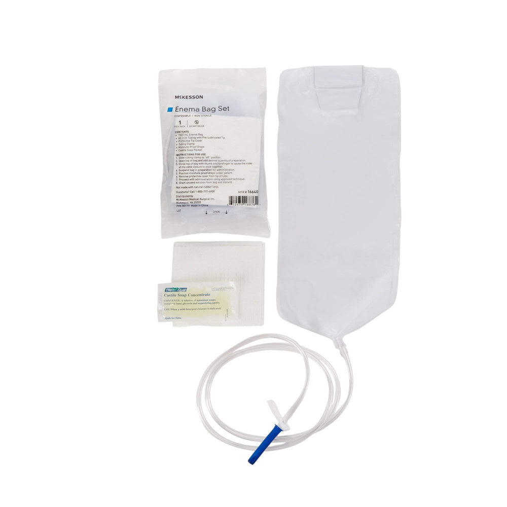 McKesson Bag Emema 1500Cc soap tube included for use.
