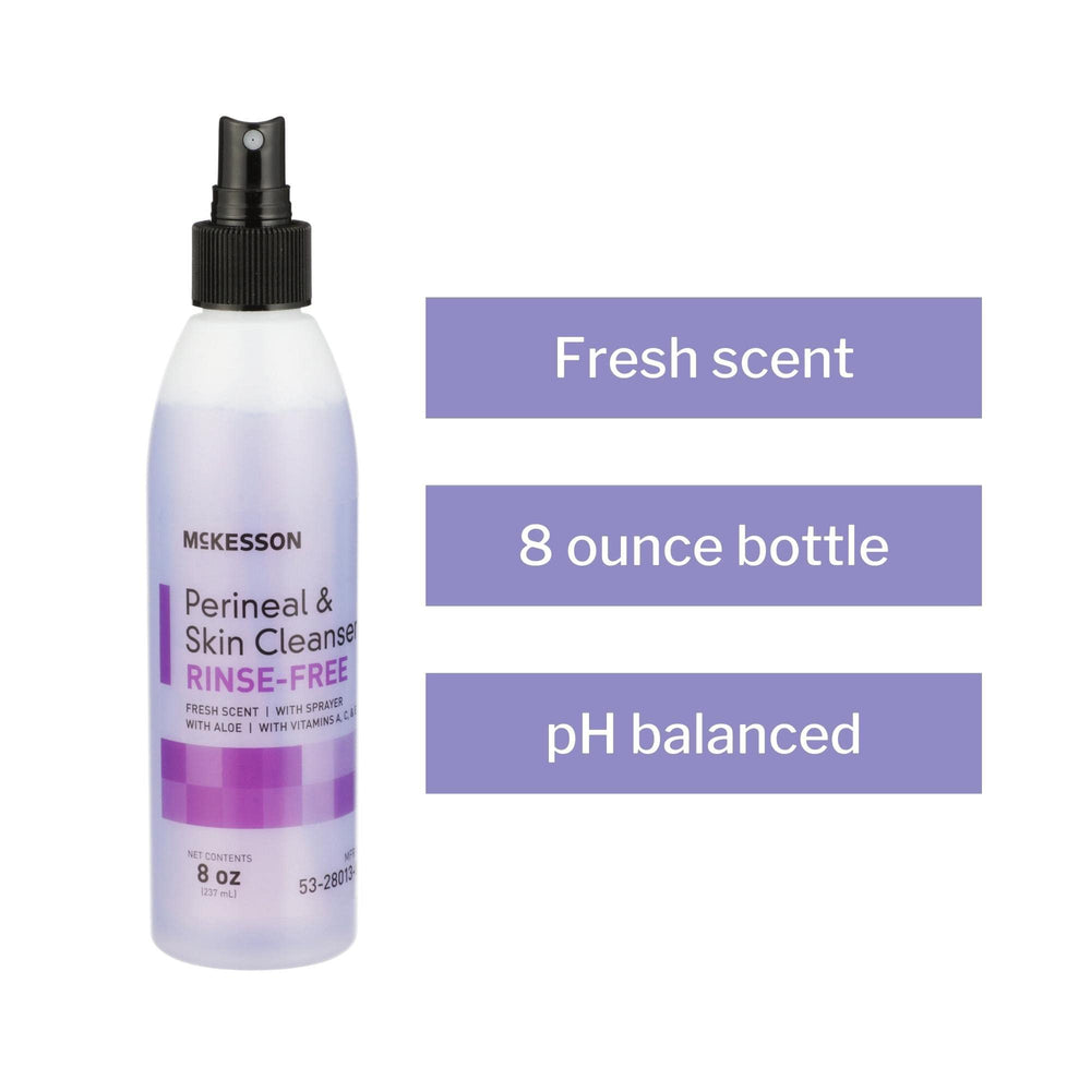 McKesson cleanser on soiled-skin demonstrates hygienic, deodorizing use.