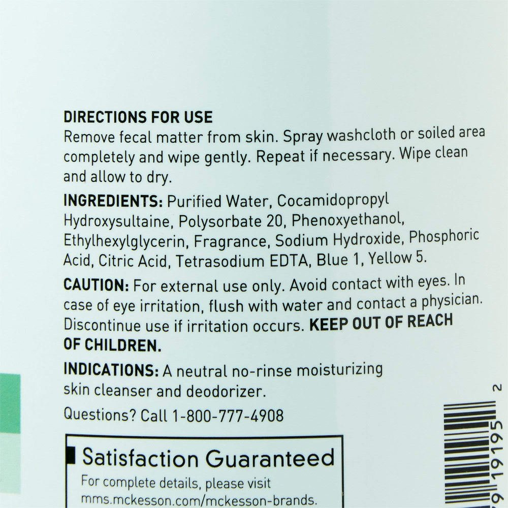 McKesson Perineal Skin Cleanser neutral pH 6.0–7.0 for gentle care.
