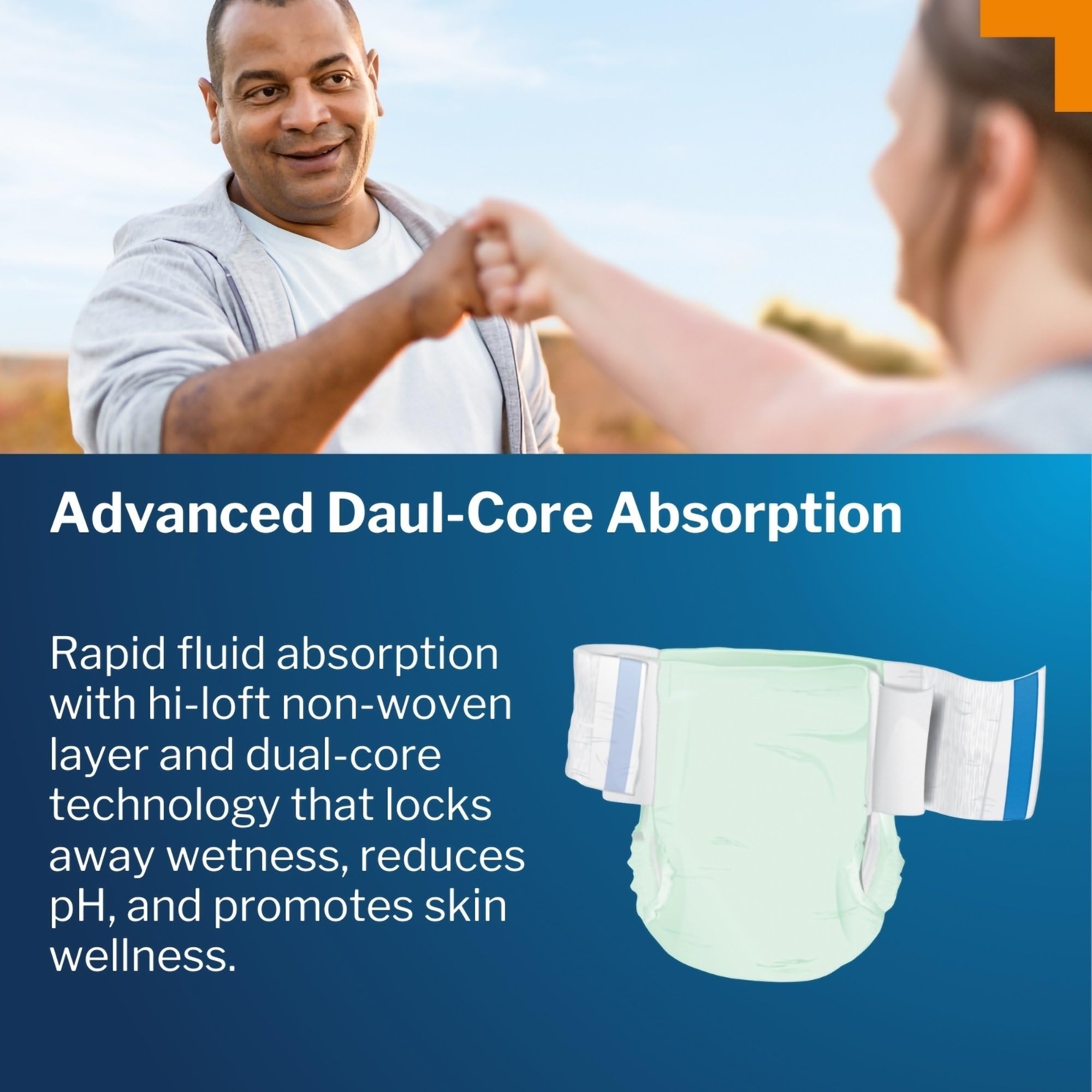 McKesson Ultra Plus Stretch Briefs absorbent core rapidly moves moisture away.