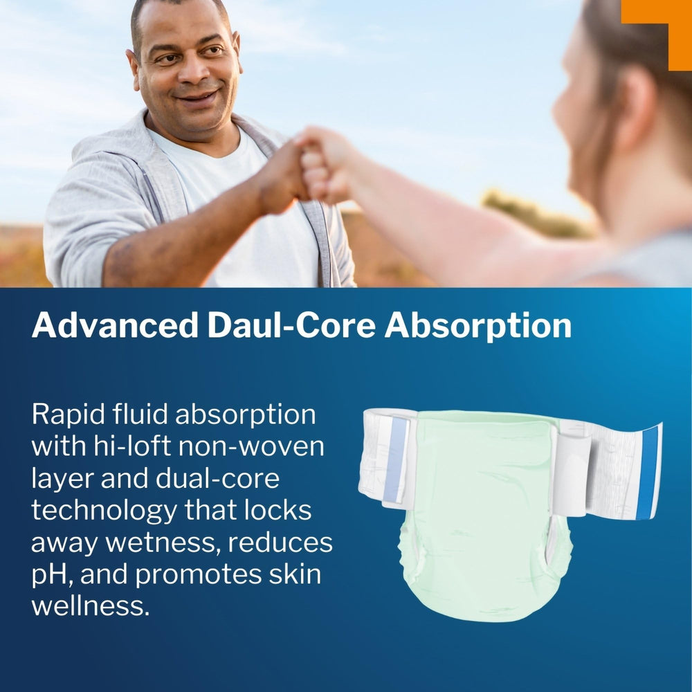 McKesson Ultra Plus Stretch Briefs absorbent core rapidly moves moisture away.