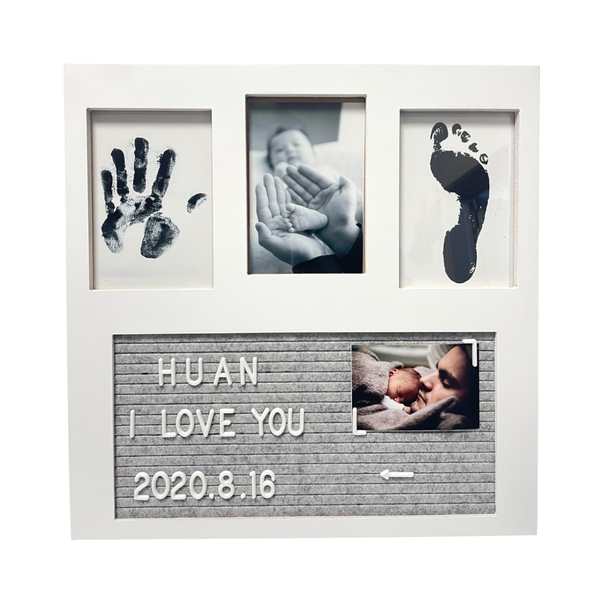 MCstars baby handprints and footprints frame with organic glass preserves memories for years.