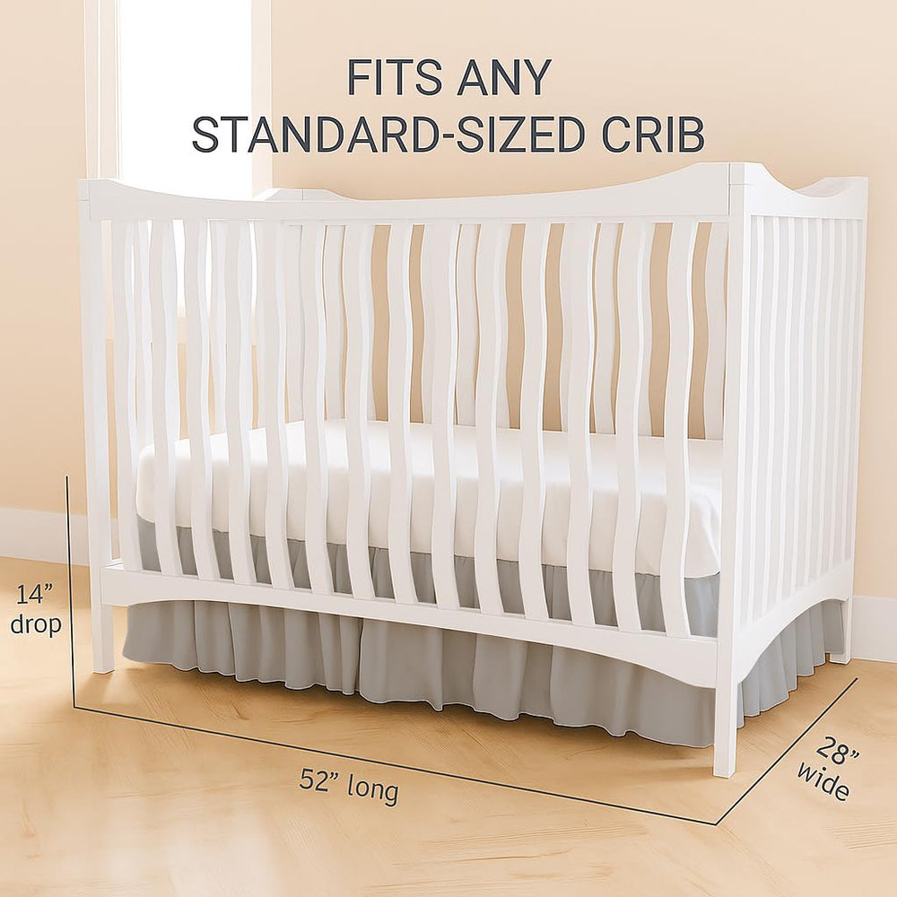 MD Home Decore under-crib storage neatly hidden by the skirt