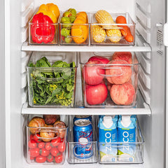 mdesign clear container with lid in freezer for organized bottle storage.