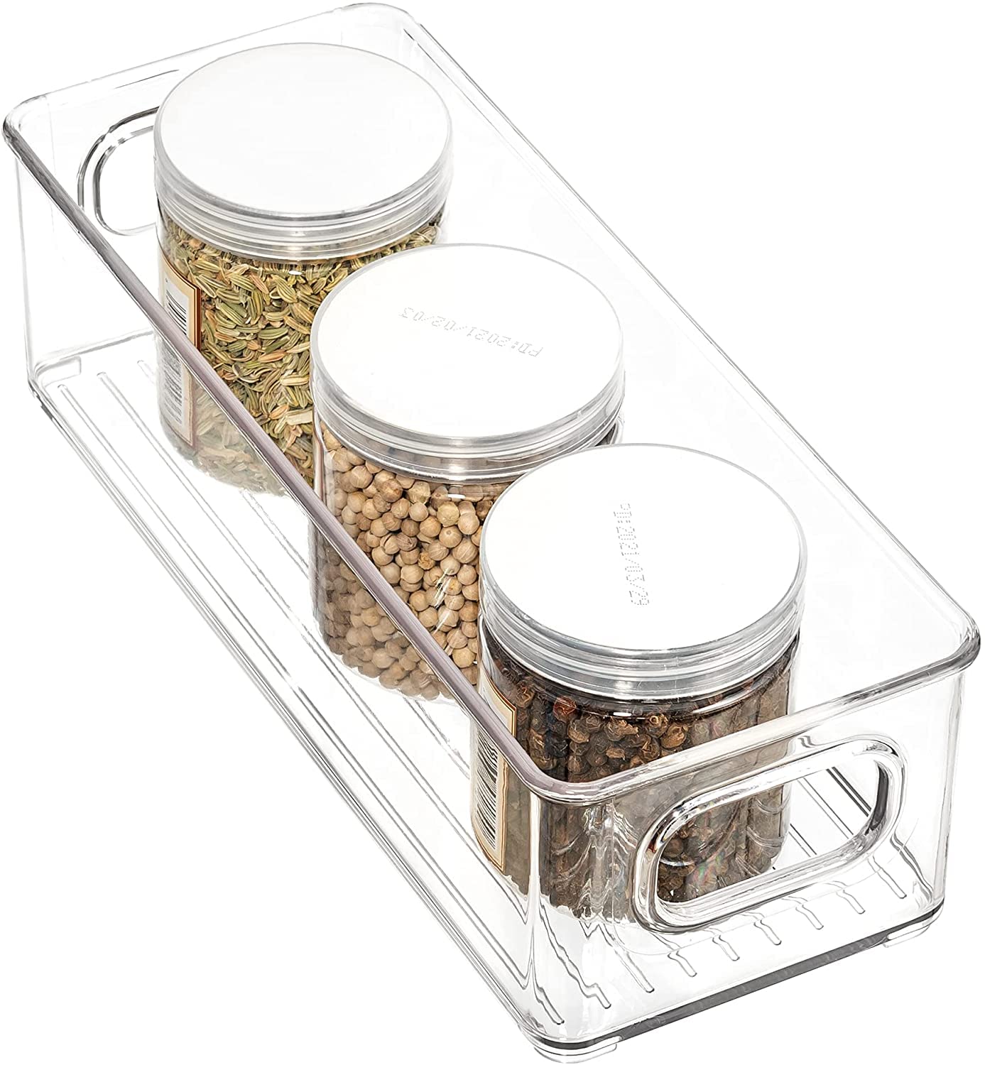 mdesign clear plastic container perfect for organizing snacks and produce.