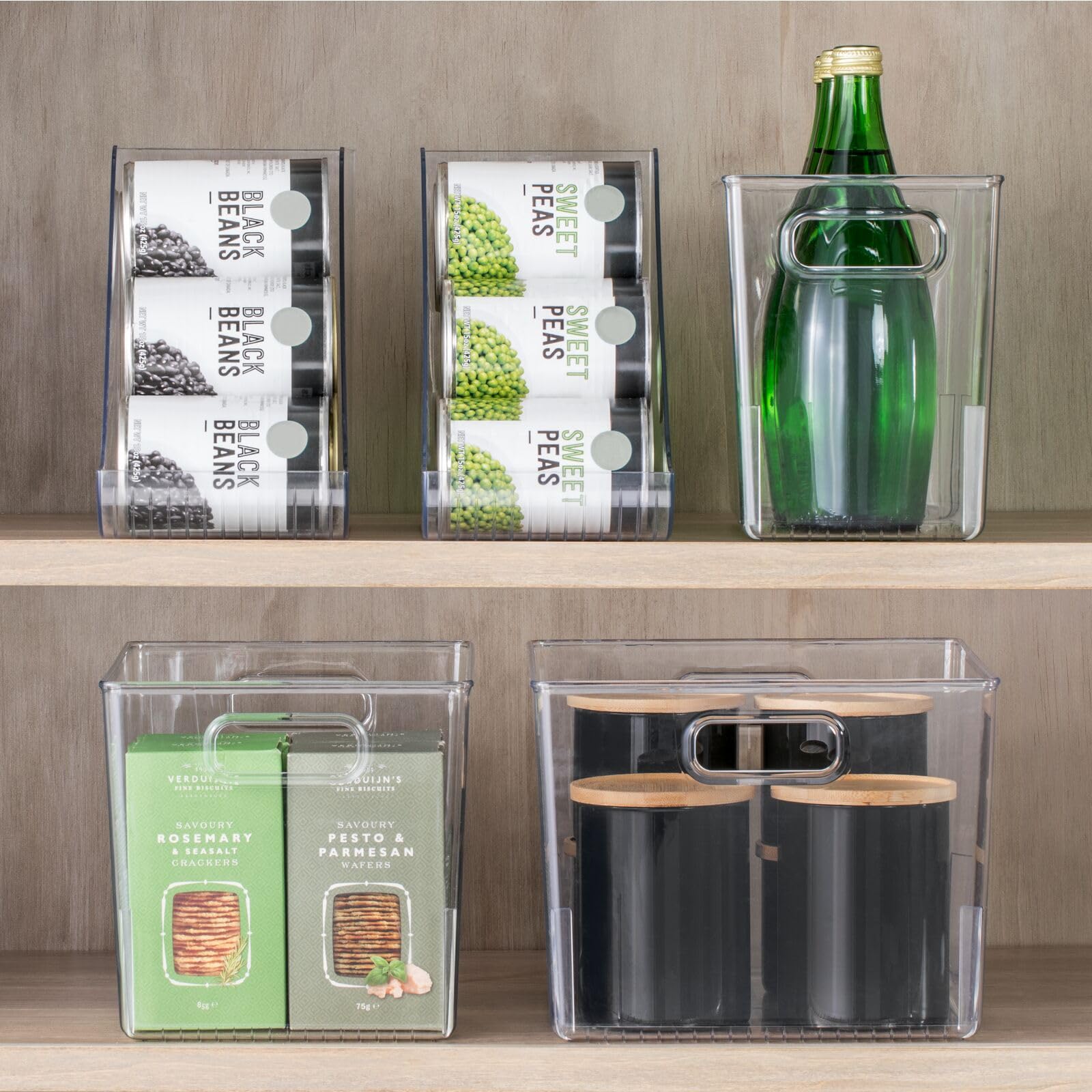 mdesign clear storage box for fridge shelves keeps contents in sight.