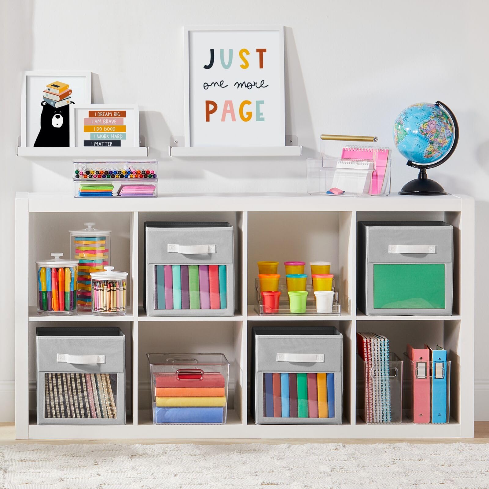 mDesign Closet storage bin on cube shelf with handle