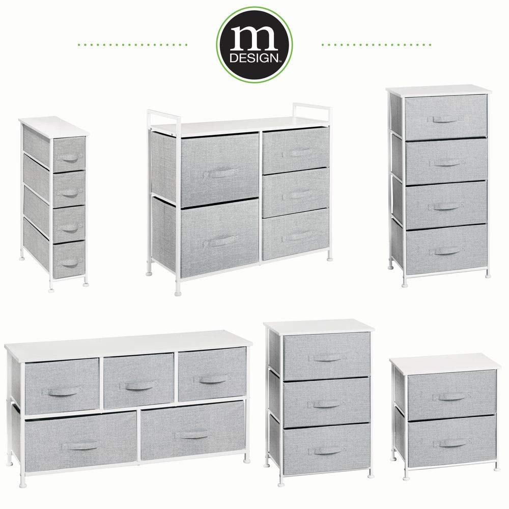 mdesign easy-pull fabric bins simplify wardrobe sorting and access.