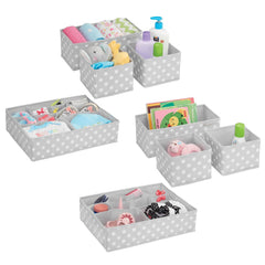 mdesign fabric drawer organizer bin gray polka dot keeps nursery items neatly organized