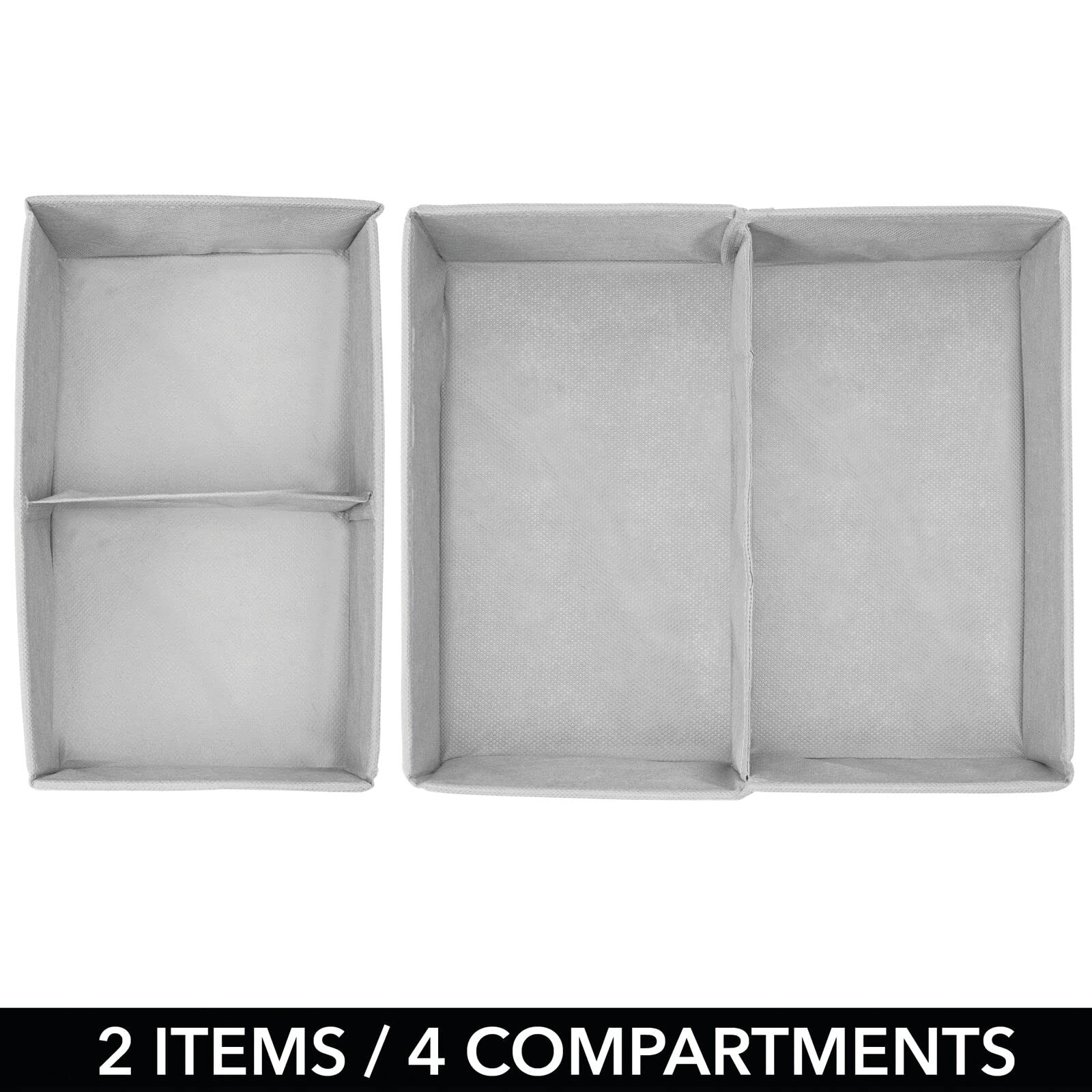 mdesign fabric drawer organizer bin gray white polka dot closet shelf organization