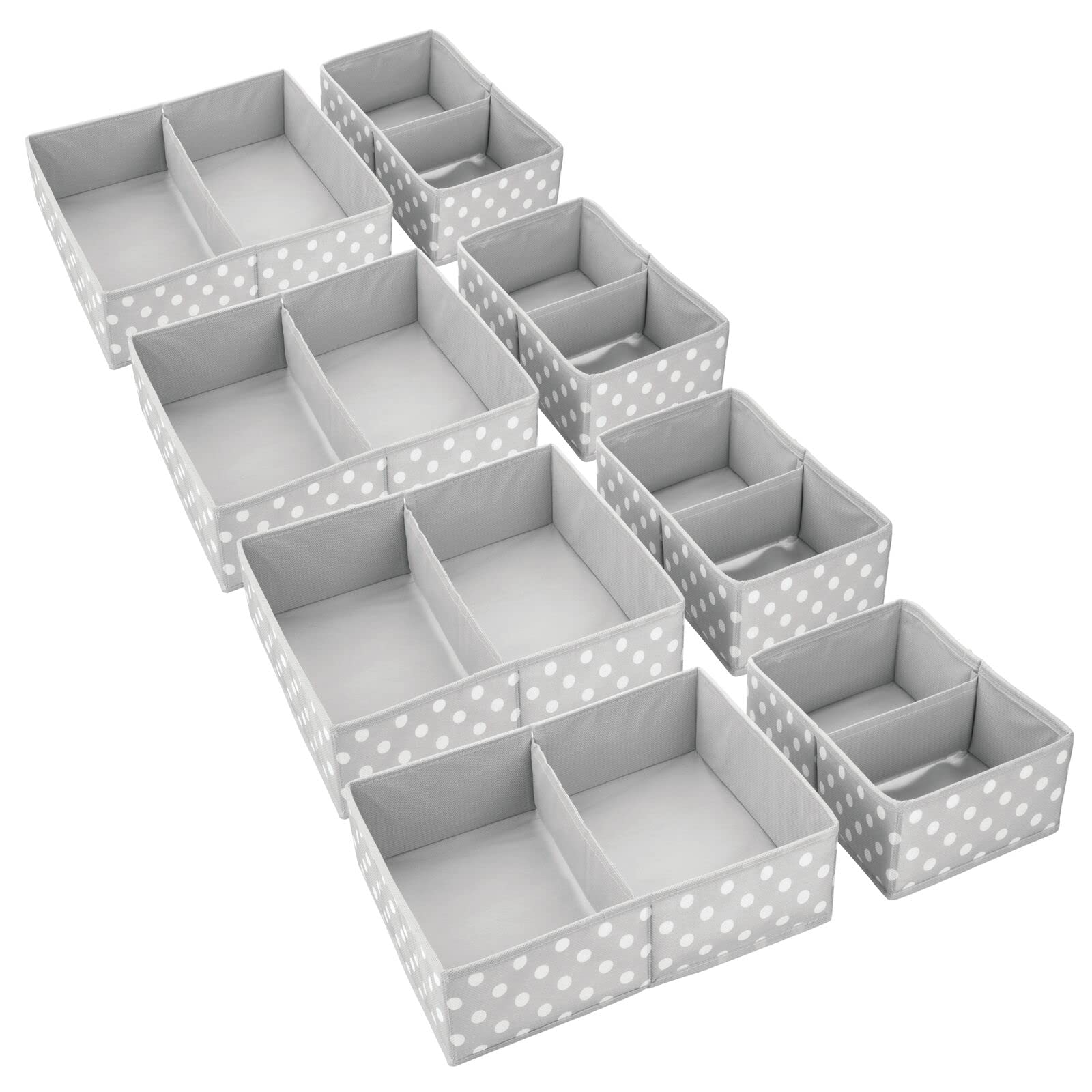 mdesign fabric drawer organizer bin gray white polka dot nursery room decor