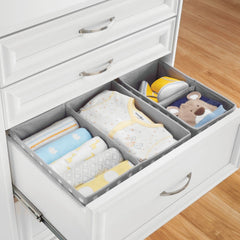 mdesign fabric drawer organizer bin gray white polka dot open lid with baby essentials