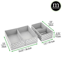 mdesign fabric drawer organizer bin gray white polka dot stacked in dresser drawer