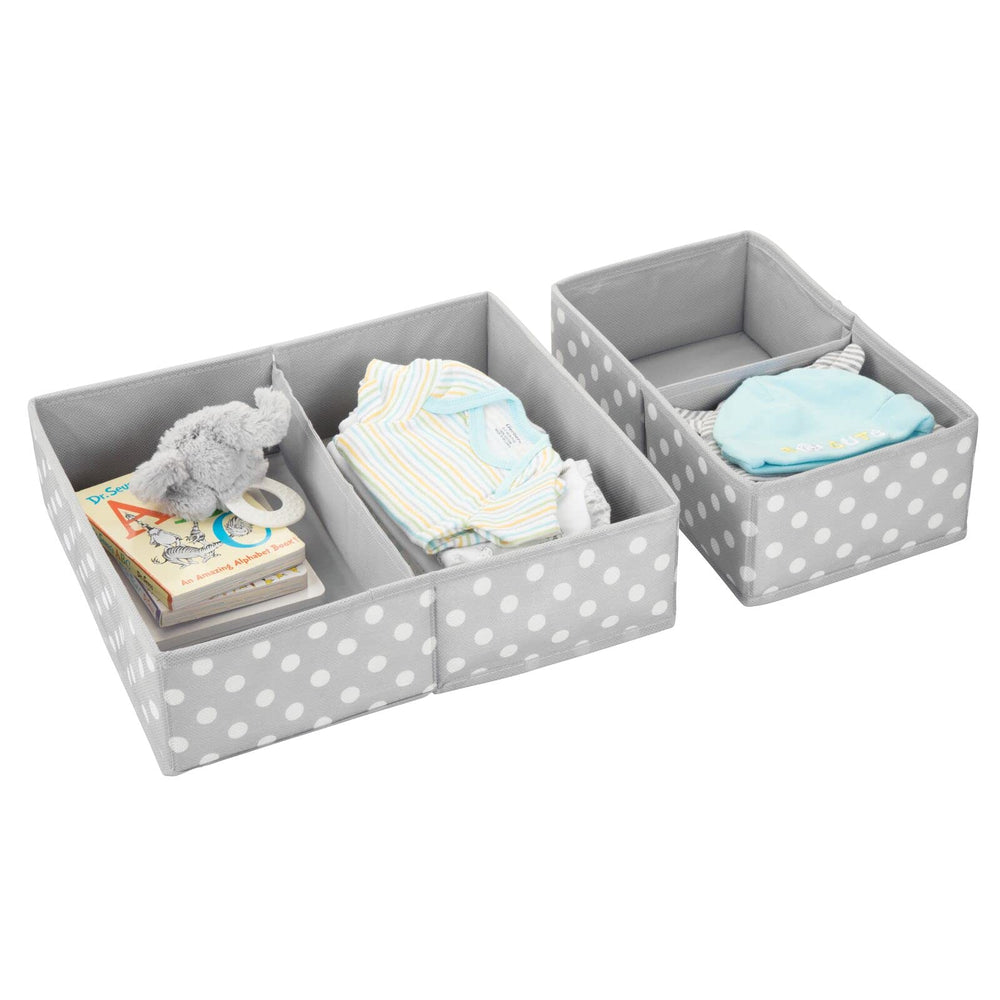 mdesign fabric drawer organizer bin gray white polka dot toddlers toys storage