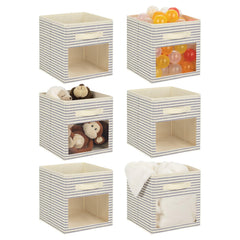 mdesign fabric nursery bin front-handle-window highlights quick access to toys and essentials