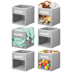 mDesign Fabric nursery bin with front handle and window for quick access