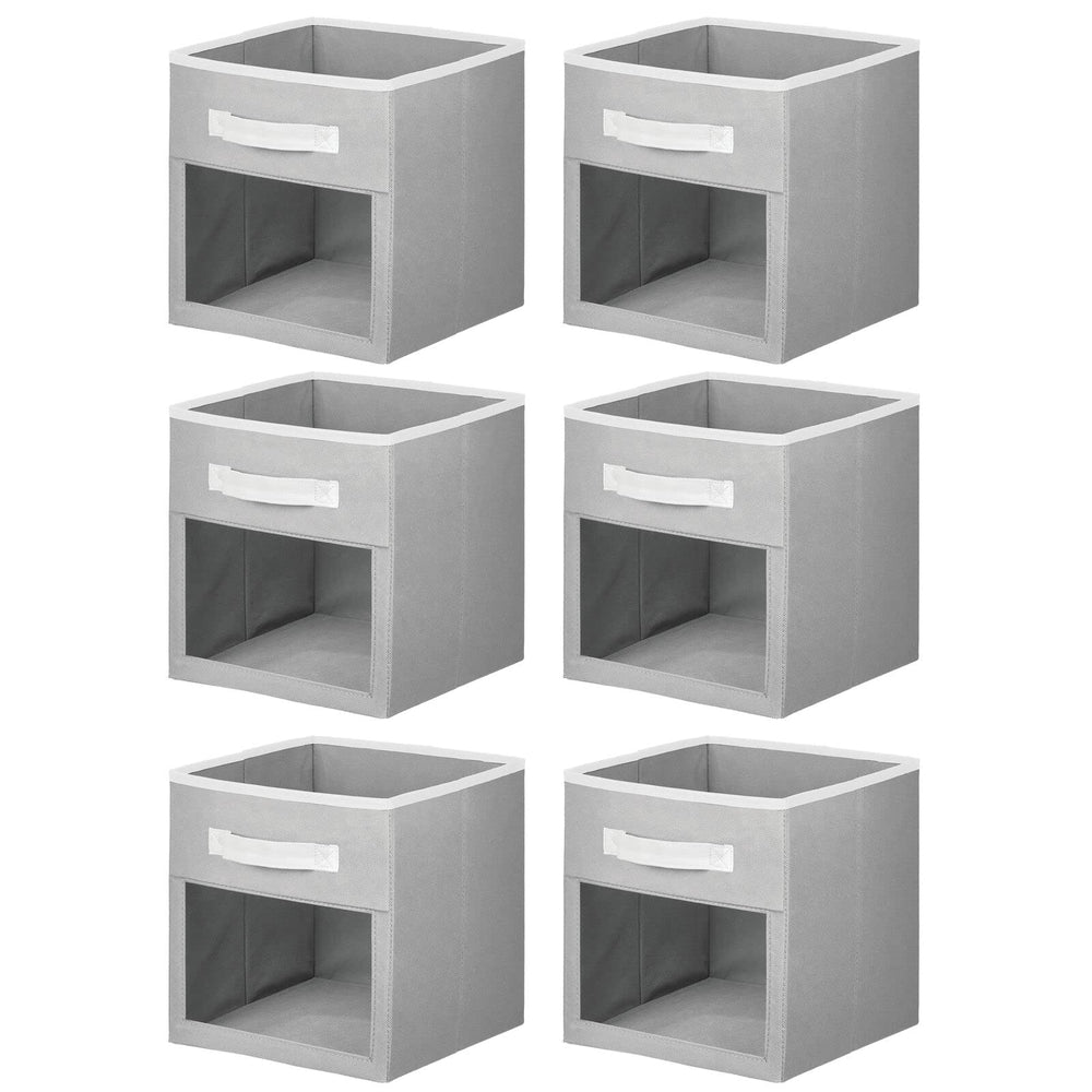 mDesign Jane collection bin gray white matching modern decor