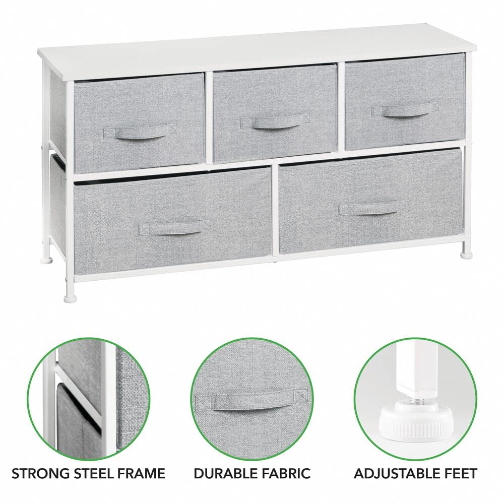 mdesign Lido 5-drawer unit keeps clothes and pacifiers organized