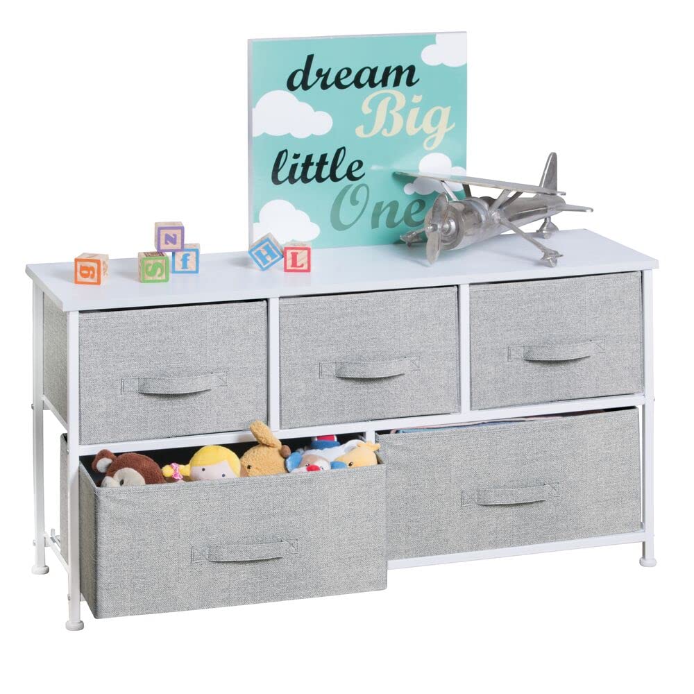 mdesign Lido wood-top dresser with steel frame for durable baby nursery storage