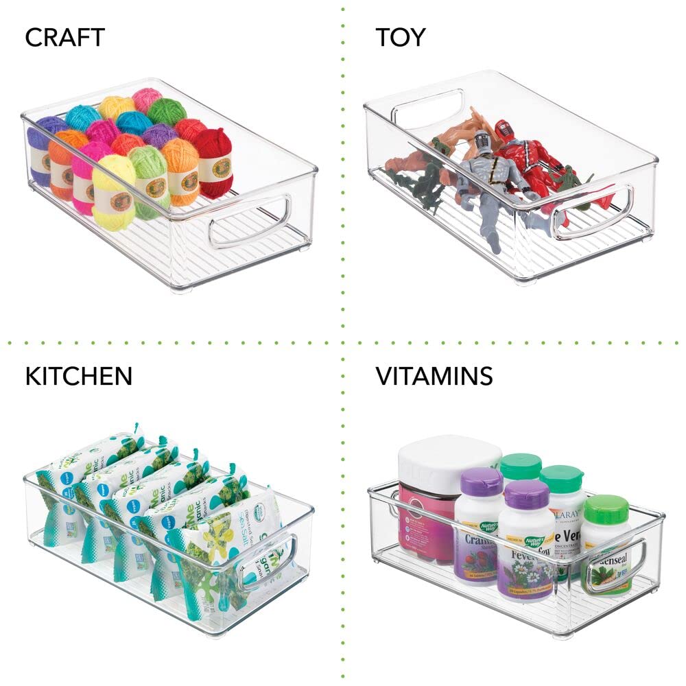 mDesign Ligne clear bin offers clear visibility to locate items quickly.