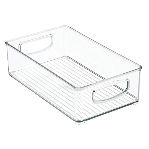 mDesign Ligne clear bin is durable plastic that wipes clean.