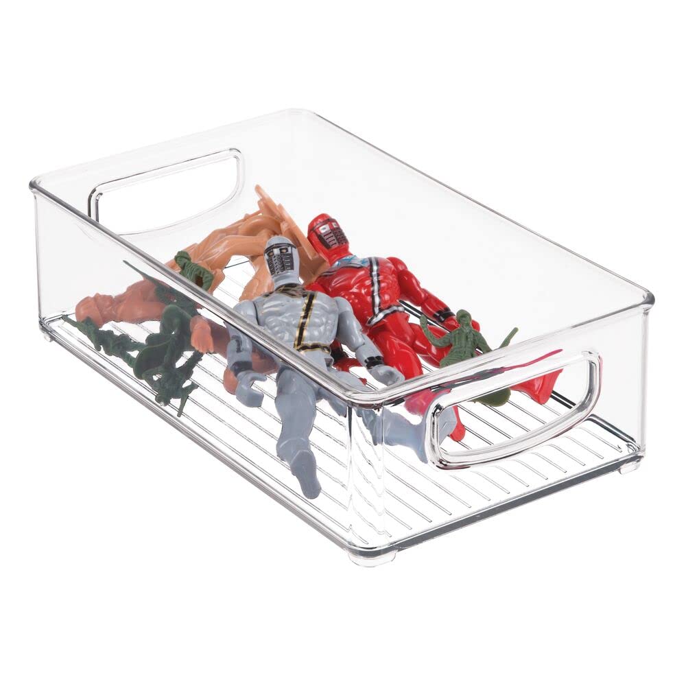 mDesign Ligne clear bin fits drawers and cabinets for compact storage.