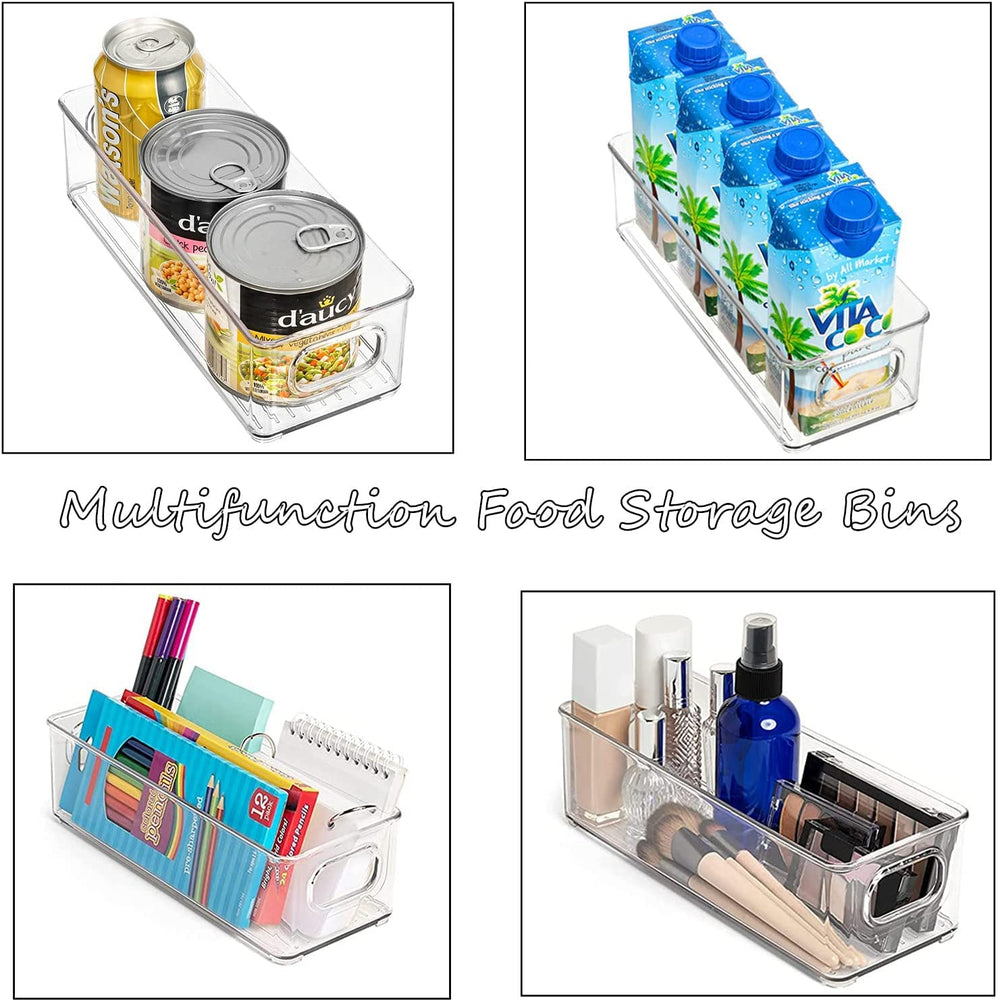 mdesign Ligne long bin with handles holding breast milk bottles on shelf.