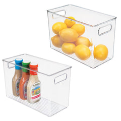 mdesign narrow fridge tray with open top offers clear visibility for quick access.
