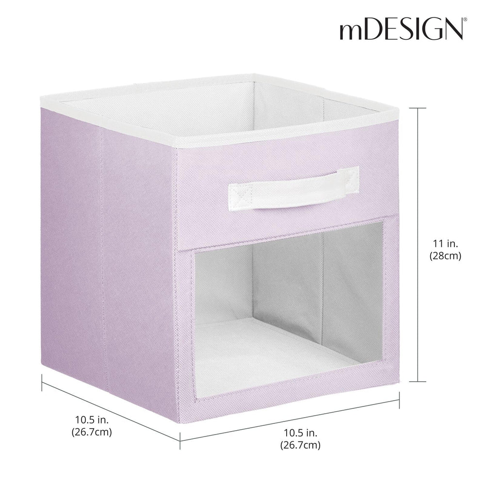 mDesign see-through window bin in nursery for quick contents check.