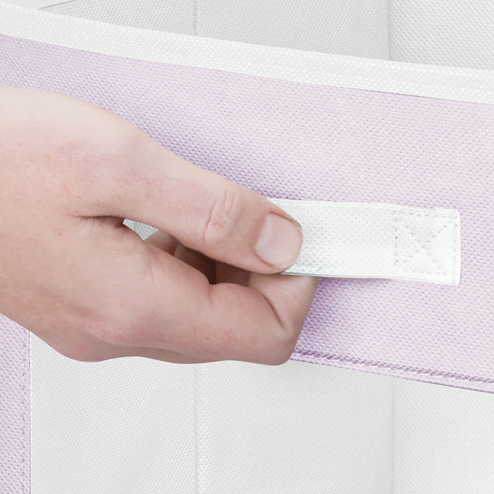 mDesign six-pack fabric storage bins simplify closet organization.