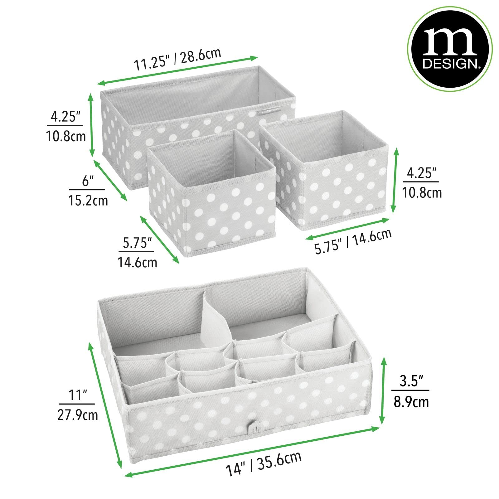 mdesign small fabric bin 5.75x5.75x4.25 stores socks and accessories