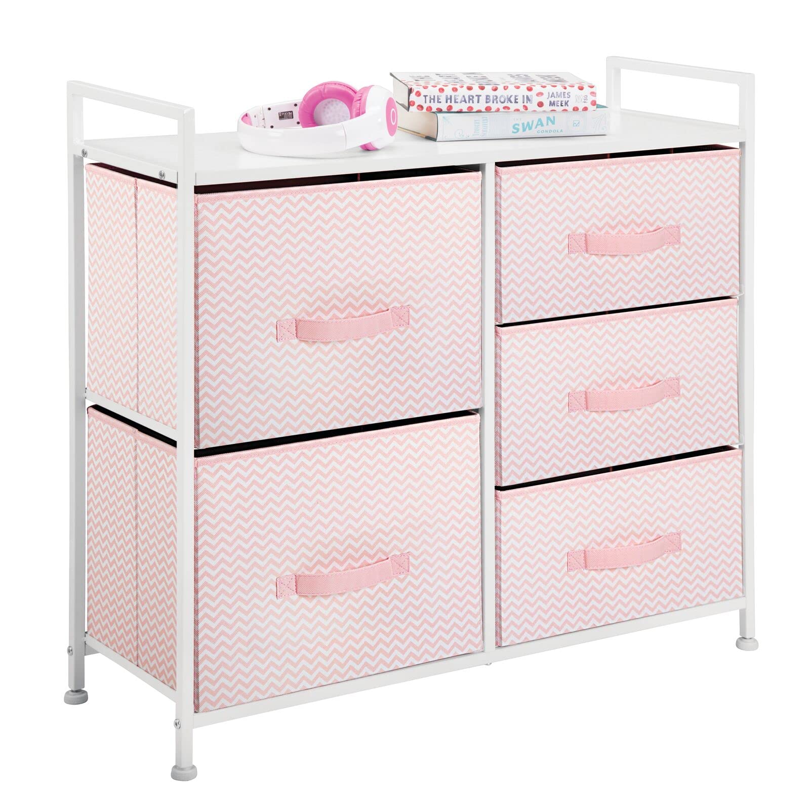 mdesign Spira dresser in bedroom scene complements soft pink accents