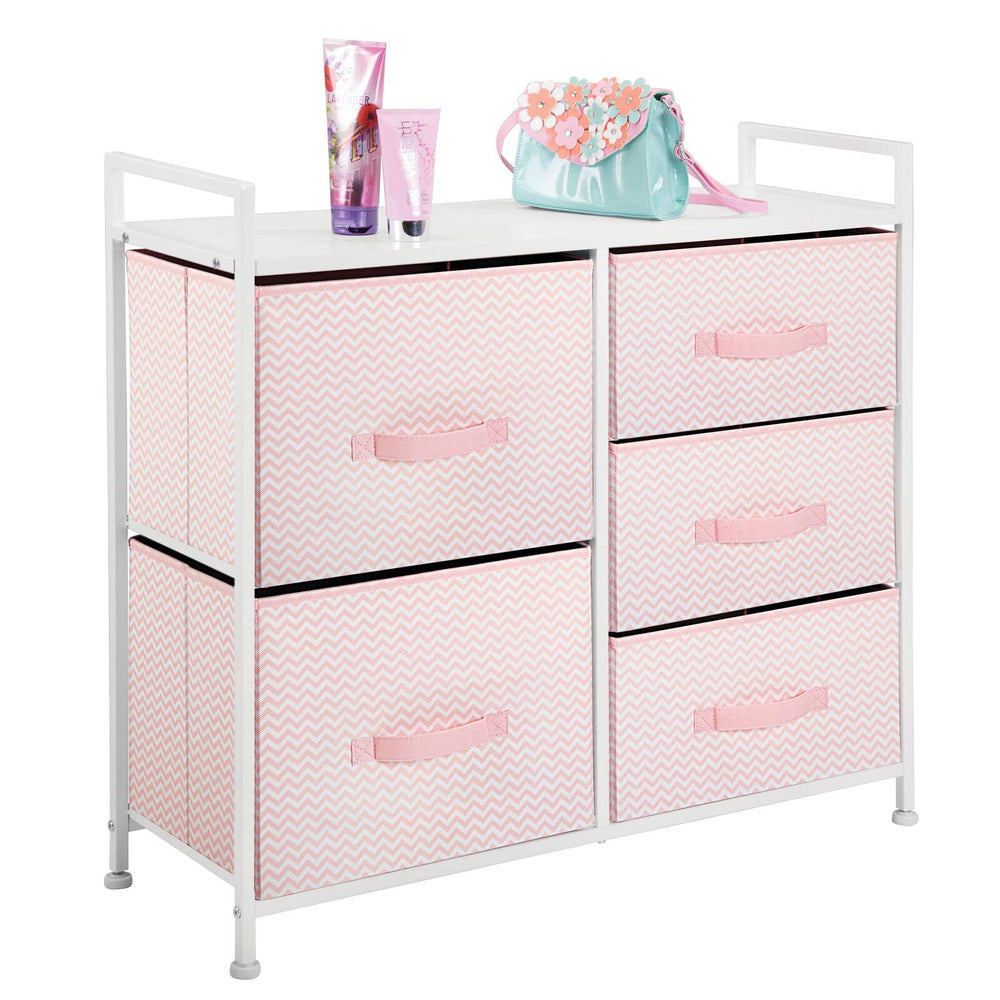 mdesign Spira dresser open drawer reveals fabric texture and storage
