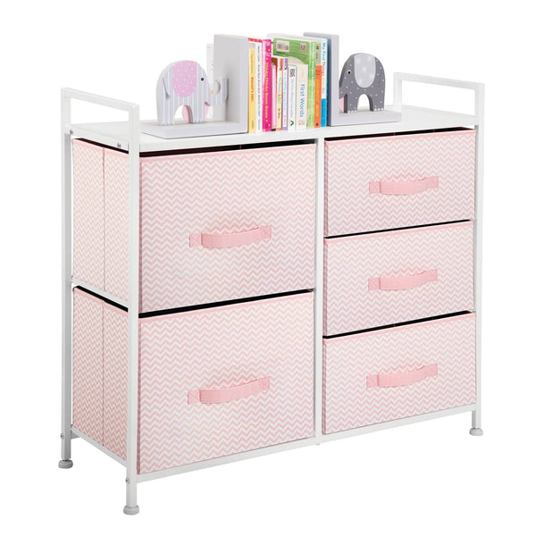 mdesign Spira pink and white dresser with steel frame for durable storage