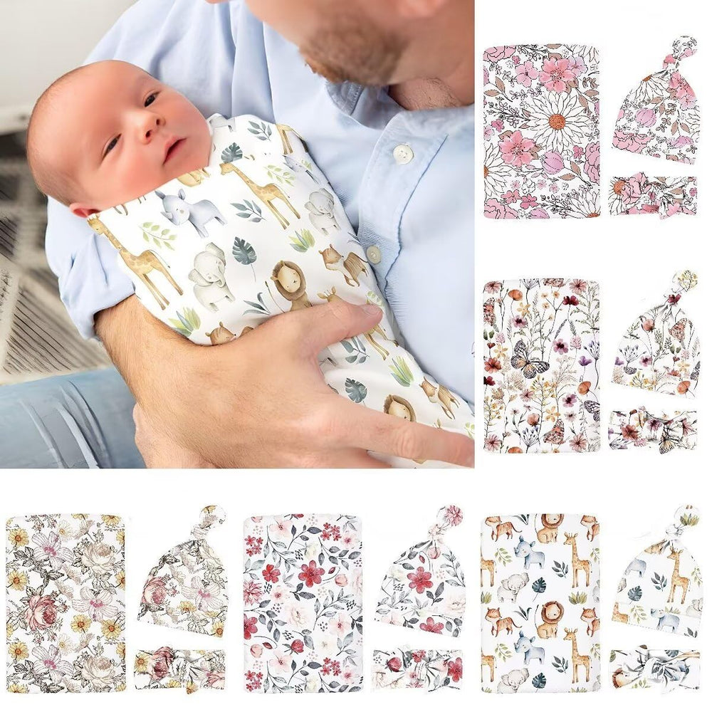 MdouLy swaddle fabric close-up highlights soft knit texture and vibrant wildflower print