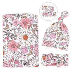 MdouLy wildflower baby blanket laid flat to highlight colorful, cozy design