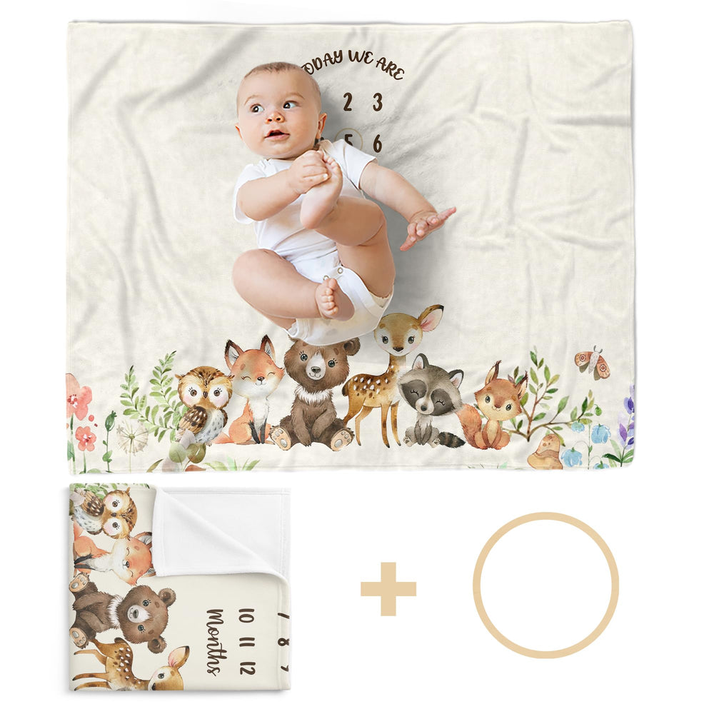 MDPrints Global wooden month marker pairs with the blanket for clear monthly milestones.
