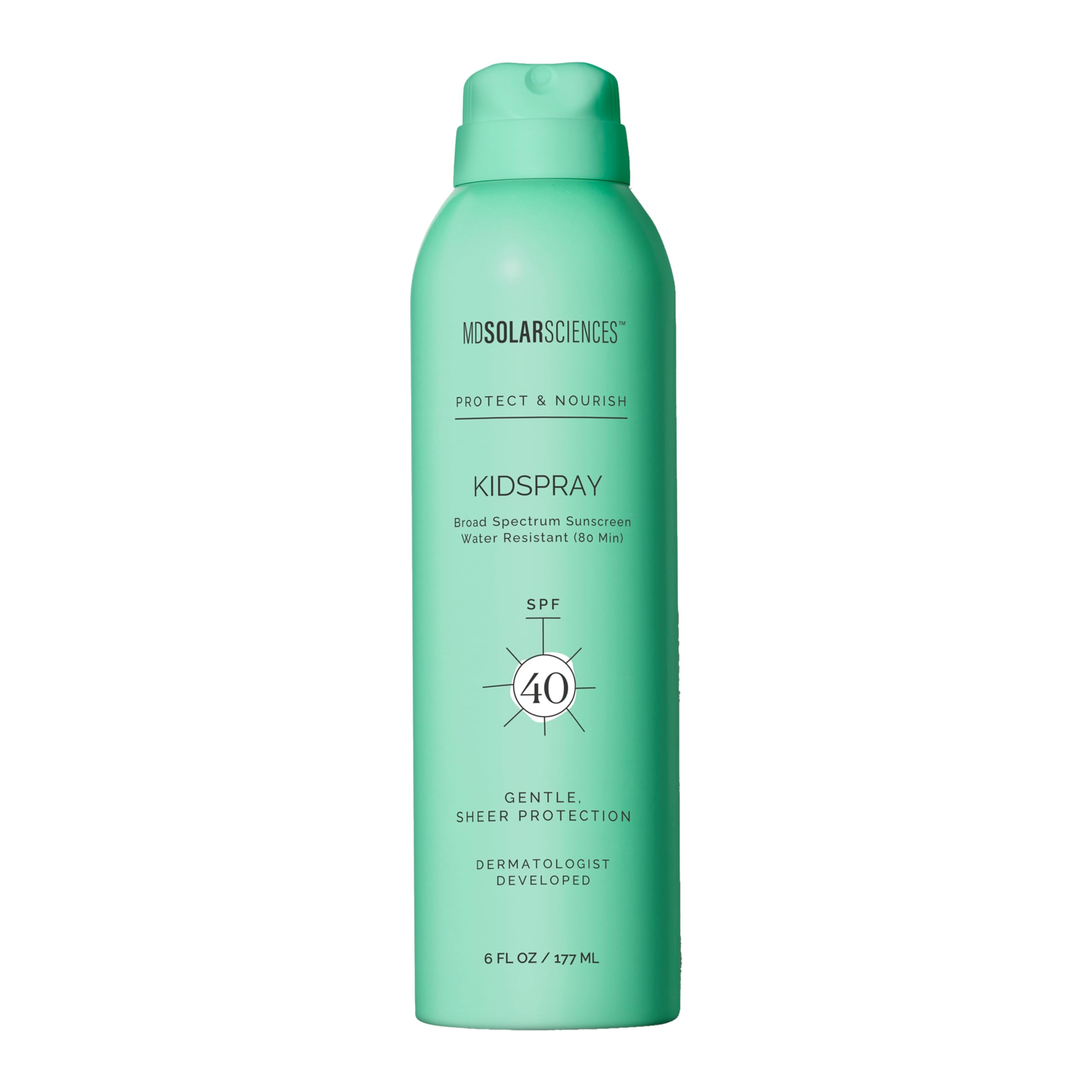 MDSolarSciences KidSpray 360-degree mist for easy, even application on kids.