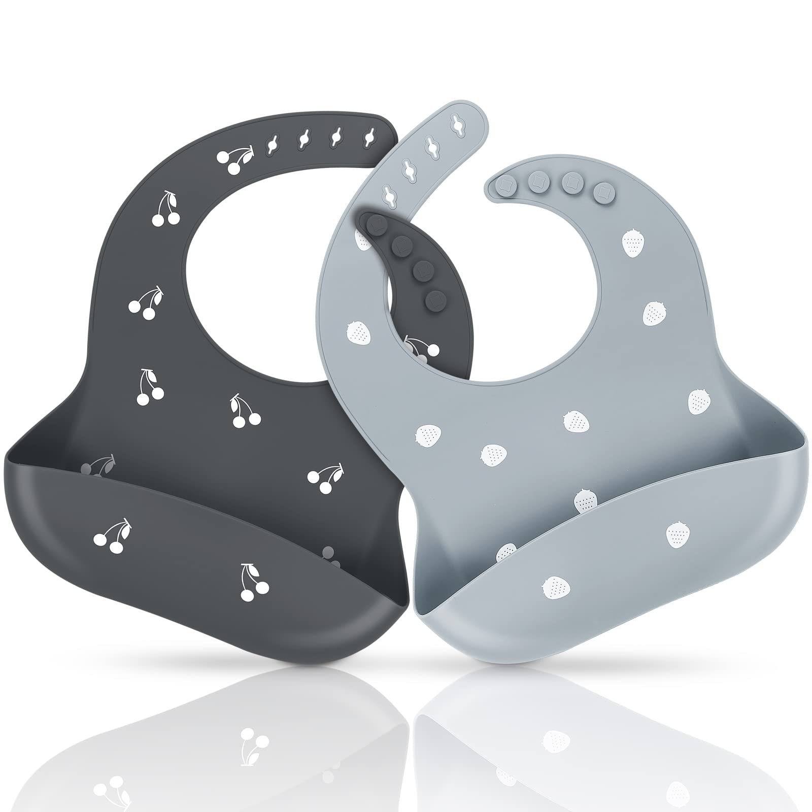 ME.FAN silicone baby bib with 3D pocket catching crumbs during meals