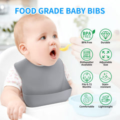 Waterproof ME.FAN silicone bib keeps clothes clean at mealtimes